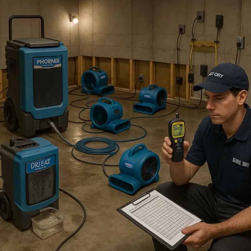 Structural Drying and Dehumidification process in Chaffee, MO